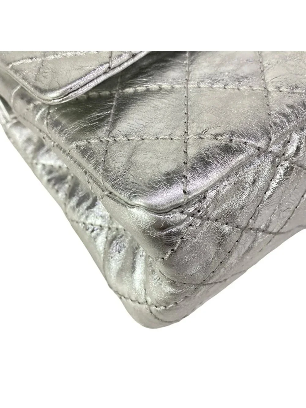 Chanel Shoulder Bag 2.55 Quilted Silver Mademoiselle Chain Lambskin